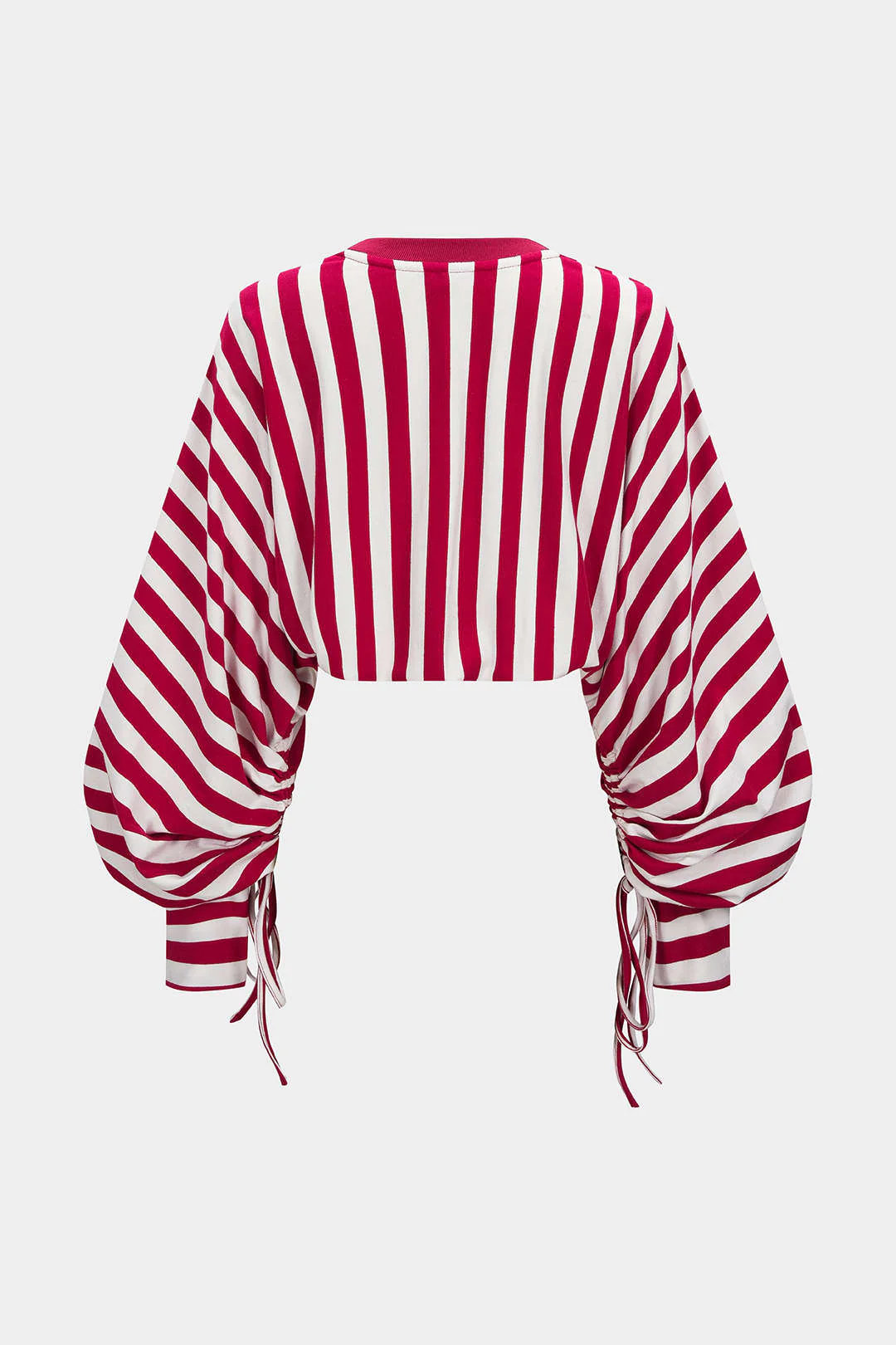 Contrast Stripes Print Tie-Up Long Sleeve Sweatshirt - Flockneti