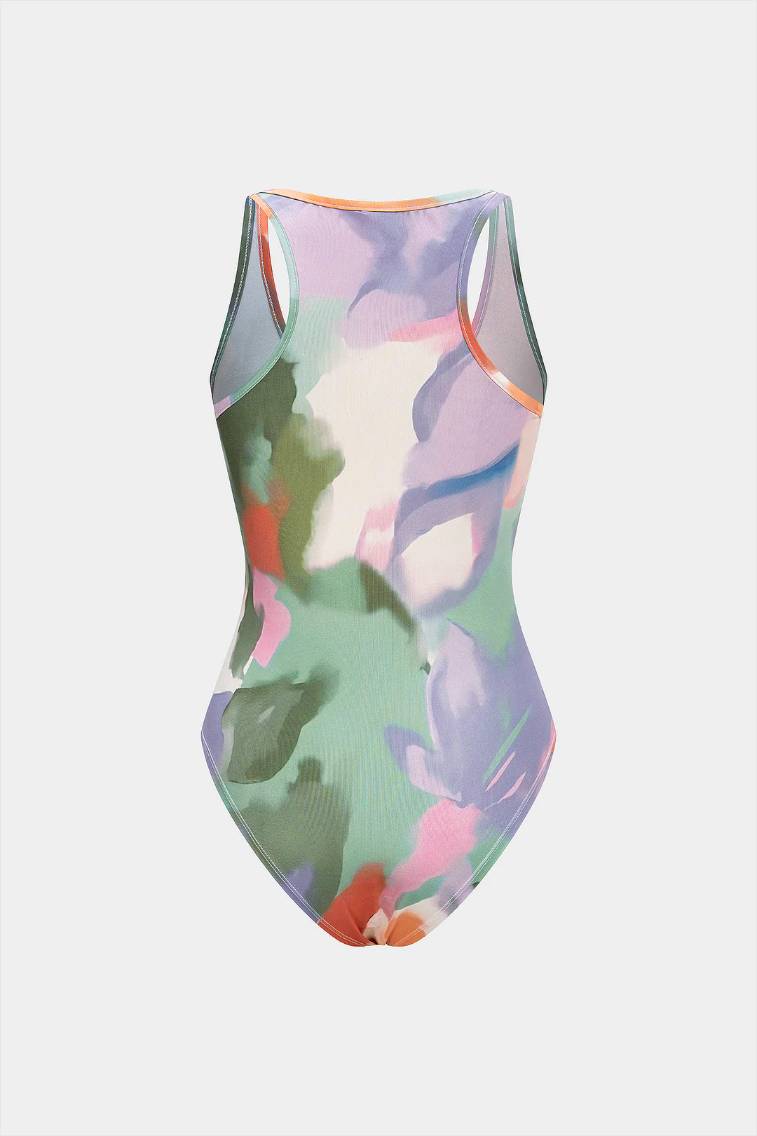 Watercolor Print Round Neck Sleeveless Bodysuit - Flockneti