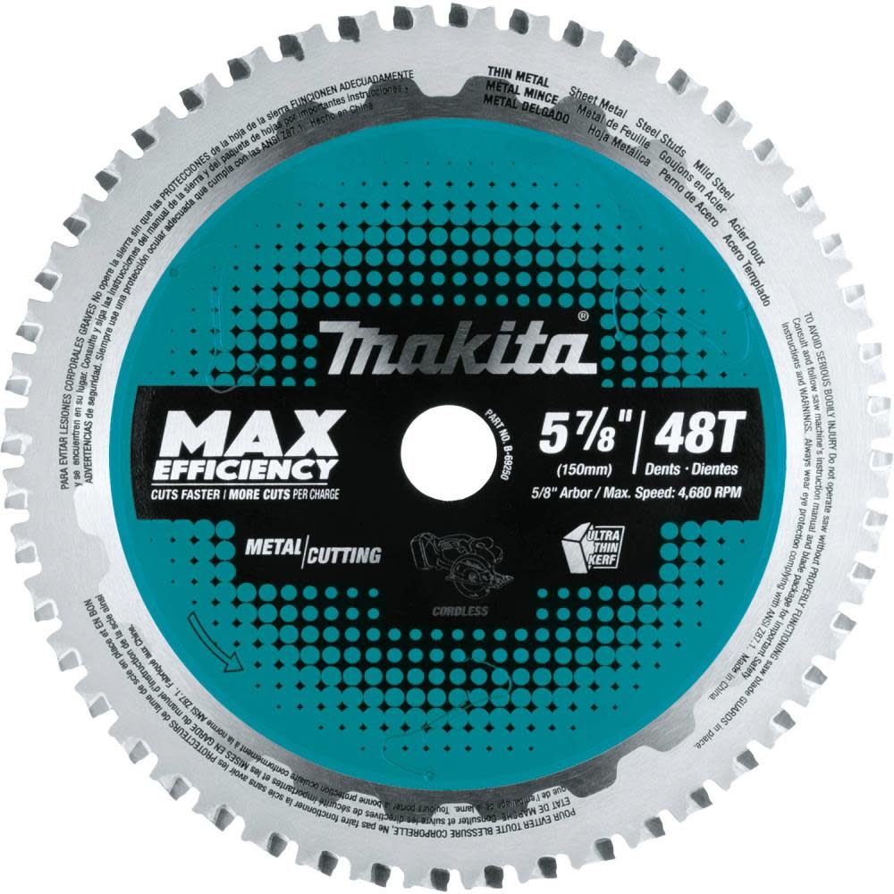 Makita 5-7/8″ 48T Carbide-Tipped Max Efficiency Saw Blade Thin Metal - Flockneti
