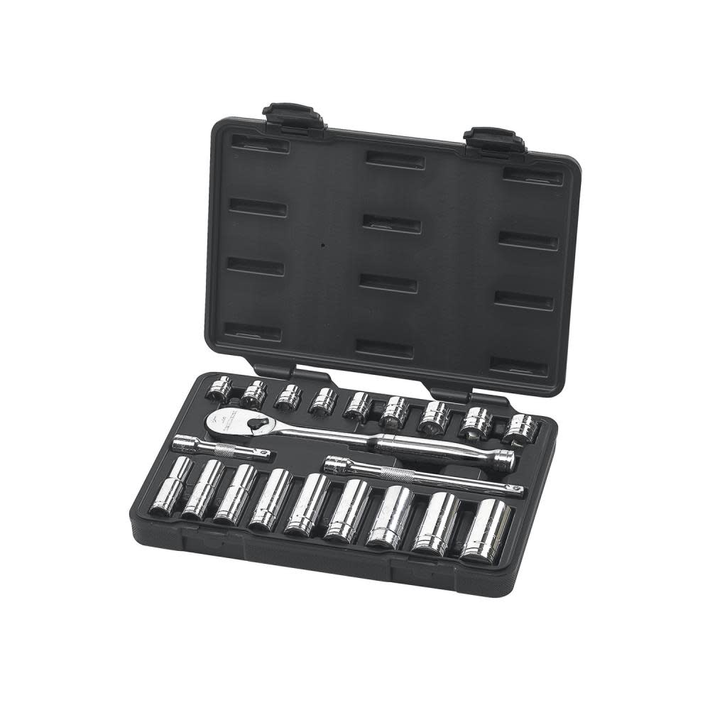 GEARWRENCH 21 Piece 3/8 Drive 6 and 12 Point Standard and Deep Mechanics Tool Set SAE - Flockneti