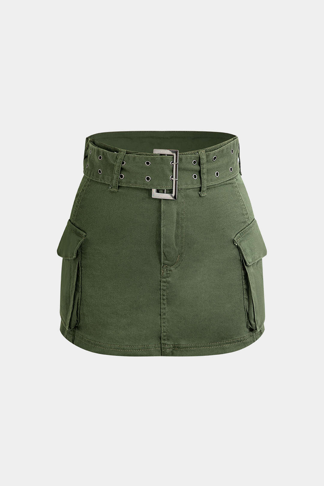 Denim Pocket Belted Skirt - Flockneti