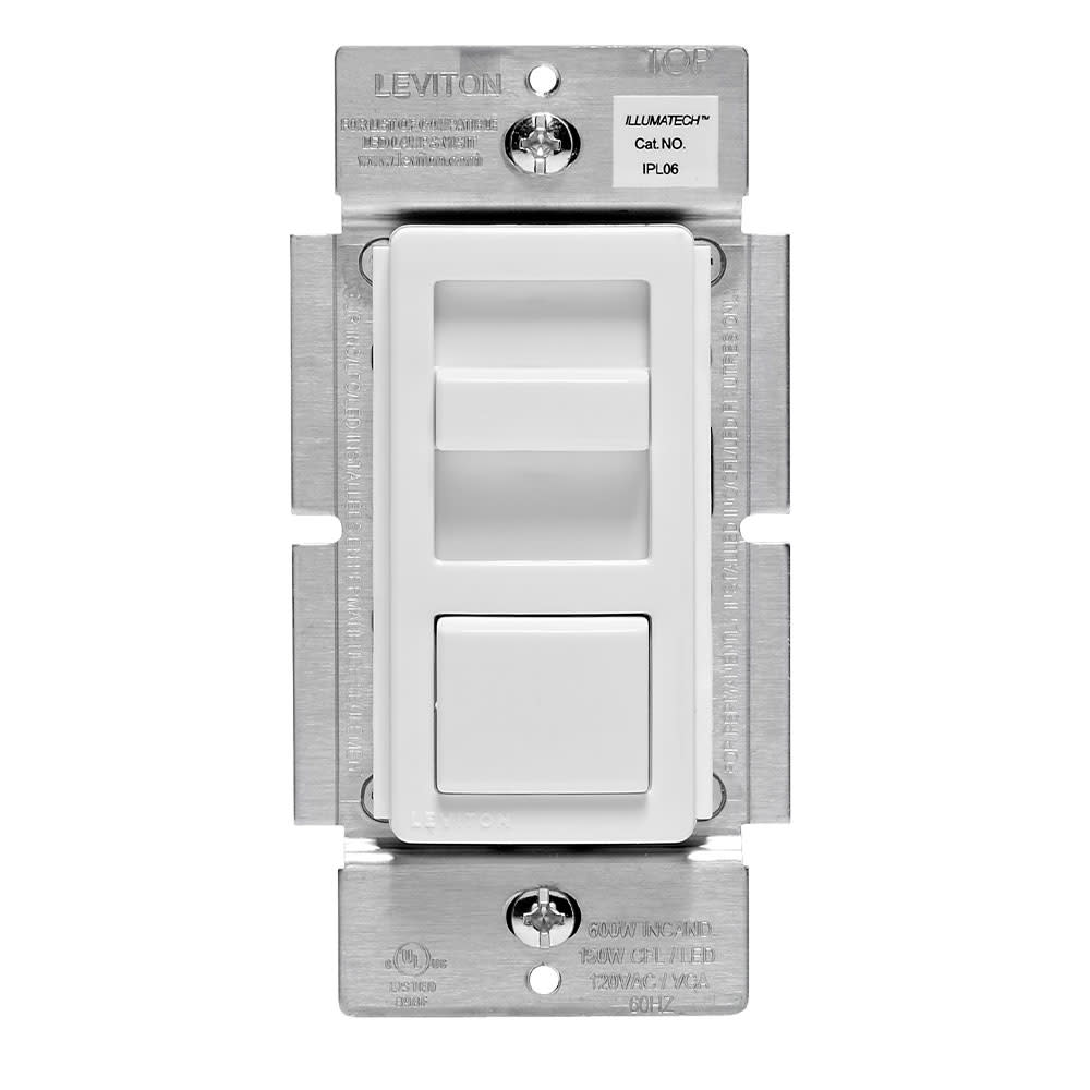 Leviton IllumaTech 120V 600W White 3 Way Slide Dimmer Switch - Flockneti