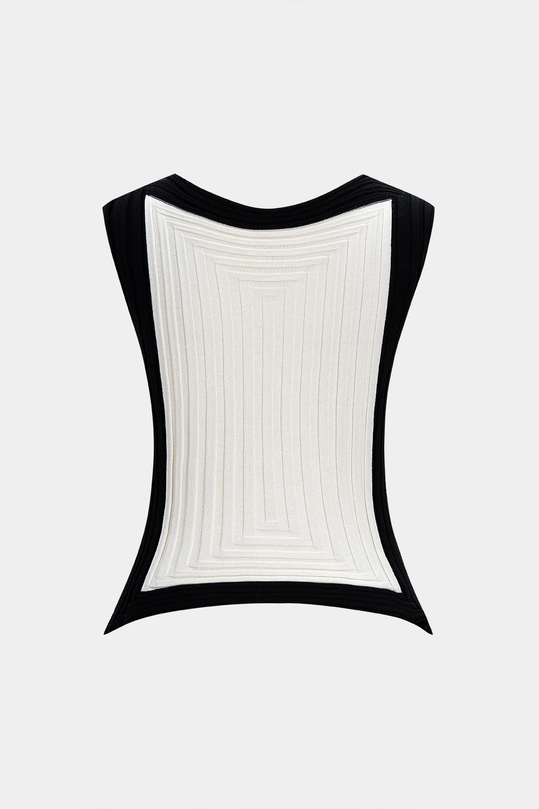 Knit Round Neck Contrast Irregular Hem Tank Top - Flockneti