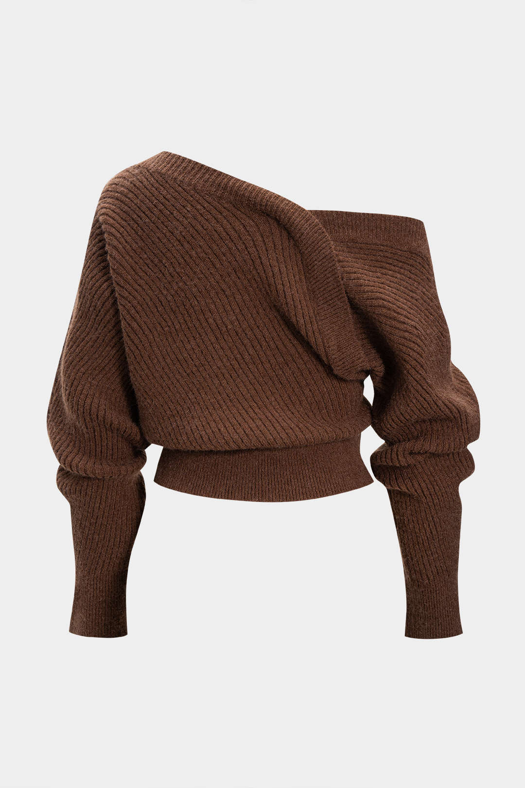 Knit Asymmetrical Ribbed Long-Sleeve Top - Flockneti