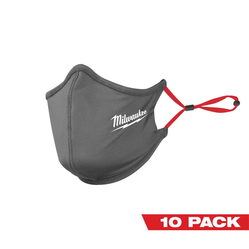 Milwaukee 10PK Gray 2-Layer Face Mask - Flockneti