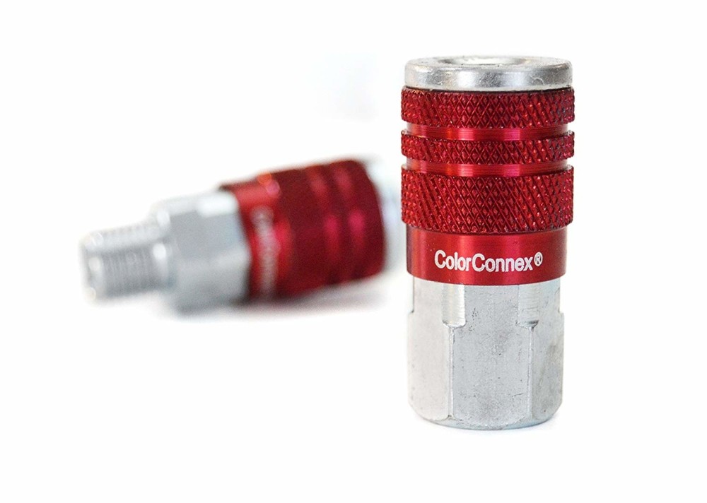 Flexzilla ColorConnex Type D 7pc 1/4in. Red Coupler & Plug Kit - Flockneti