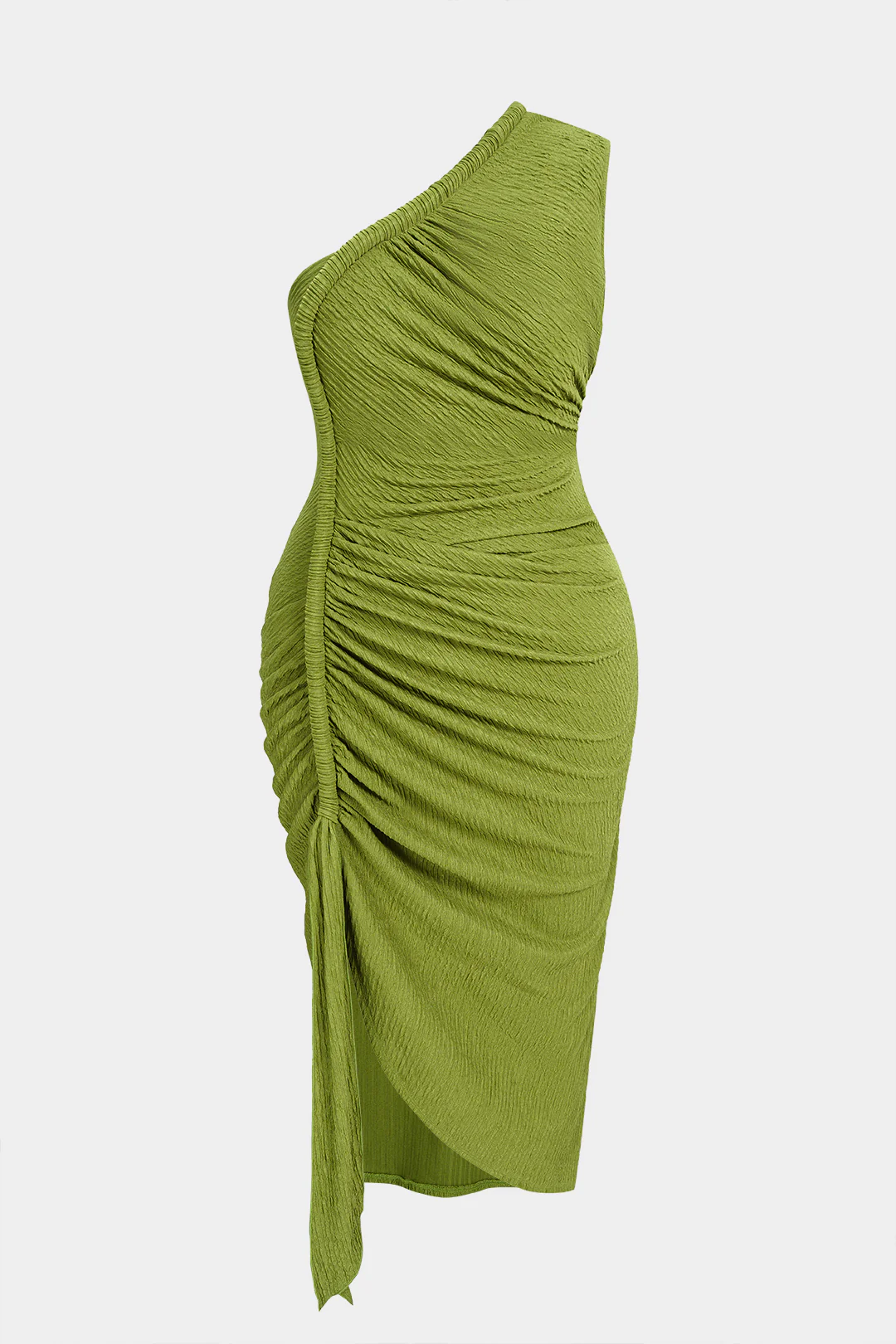 Plus Size One Shoulder Asymmetrical Ruched Sleeveless Midi Dress - Flockneti