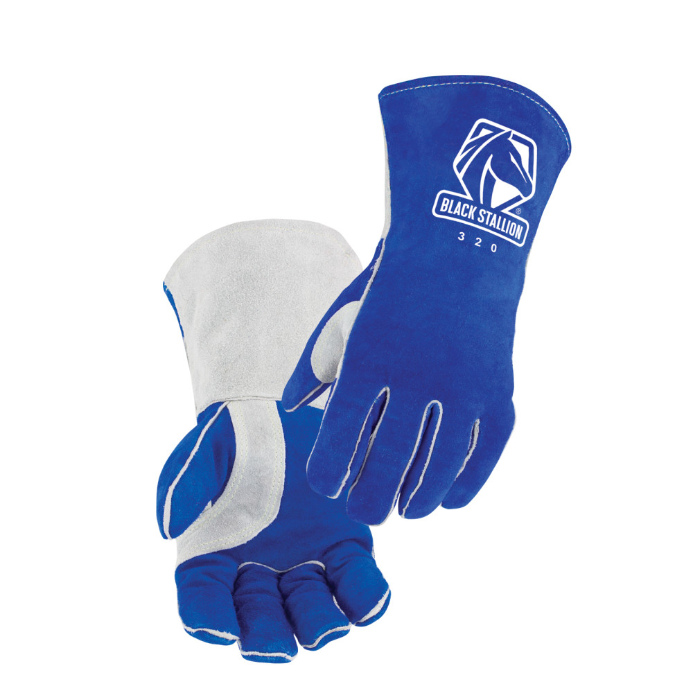 Black Stallion Welding Gloves Side Split Cowhide Stick Medium - Flockneti