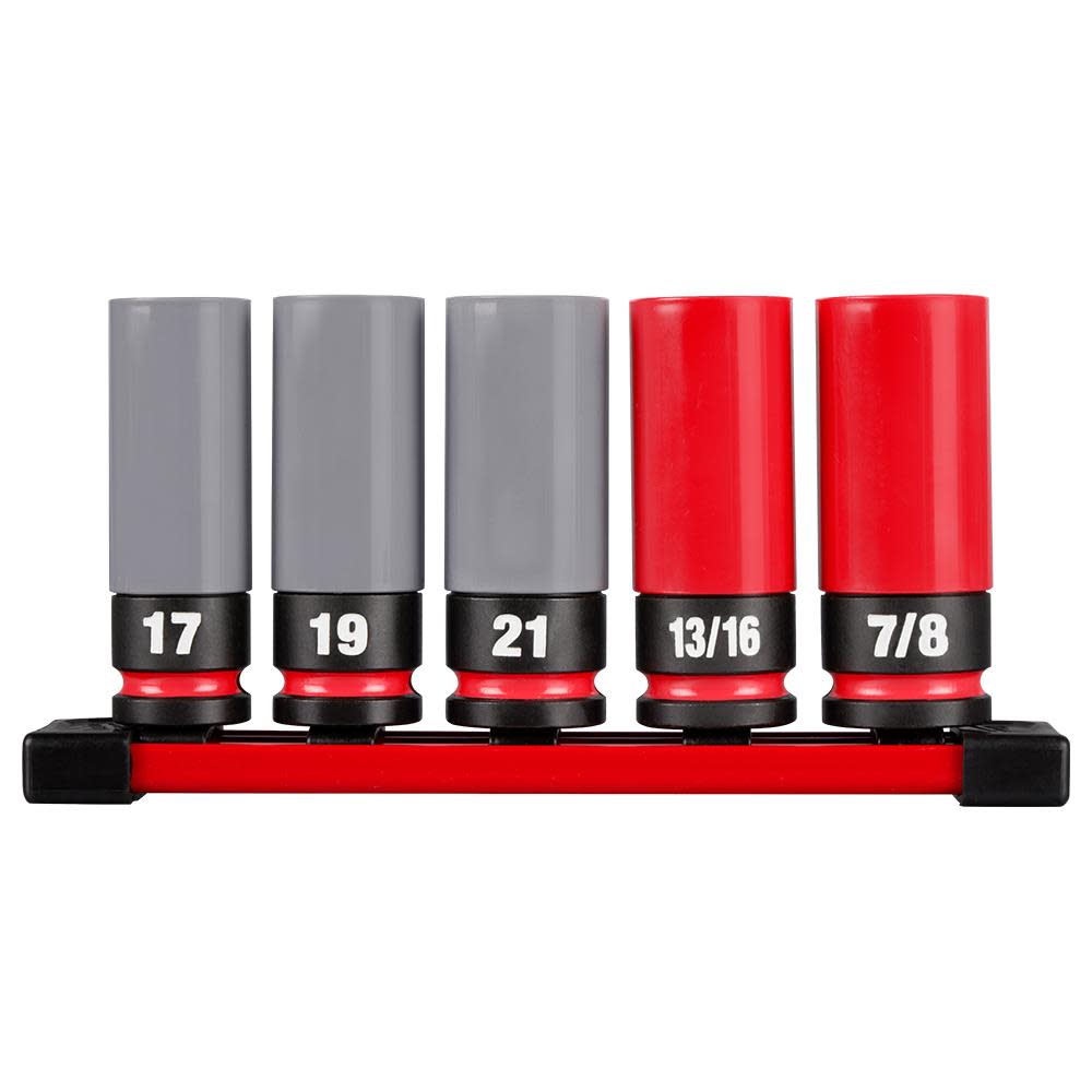Milwaukee SHOCKWAVE Impact Duty Socket 1/2 Drive SAE & Metric 5PC Lug Nut Wheel Set - Flockneti