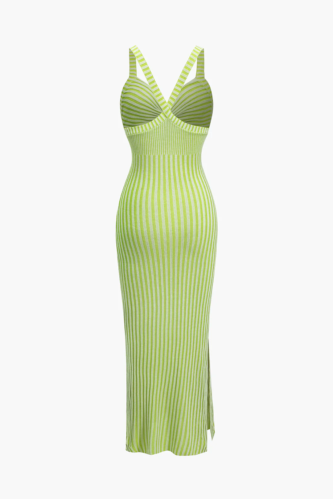 Knit Stripes Contrast Twist Knot Cut Out Sleeveless Dress - Flockneti