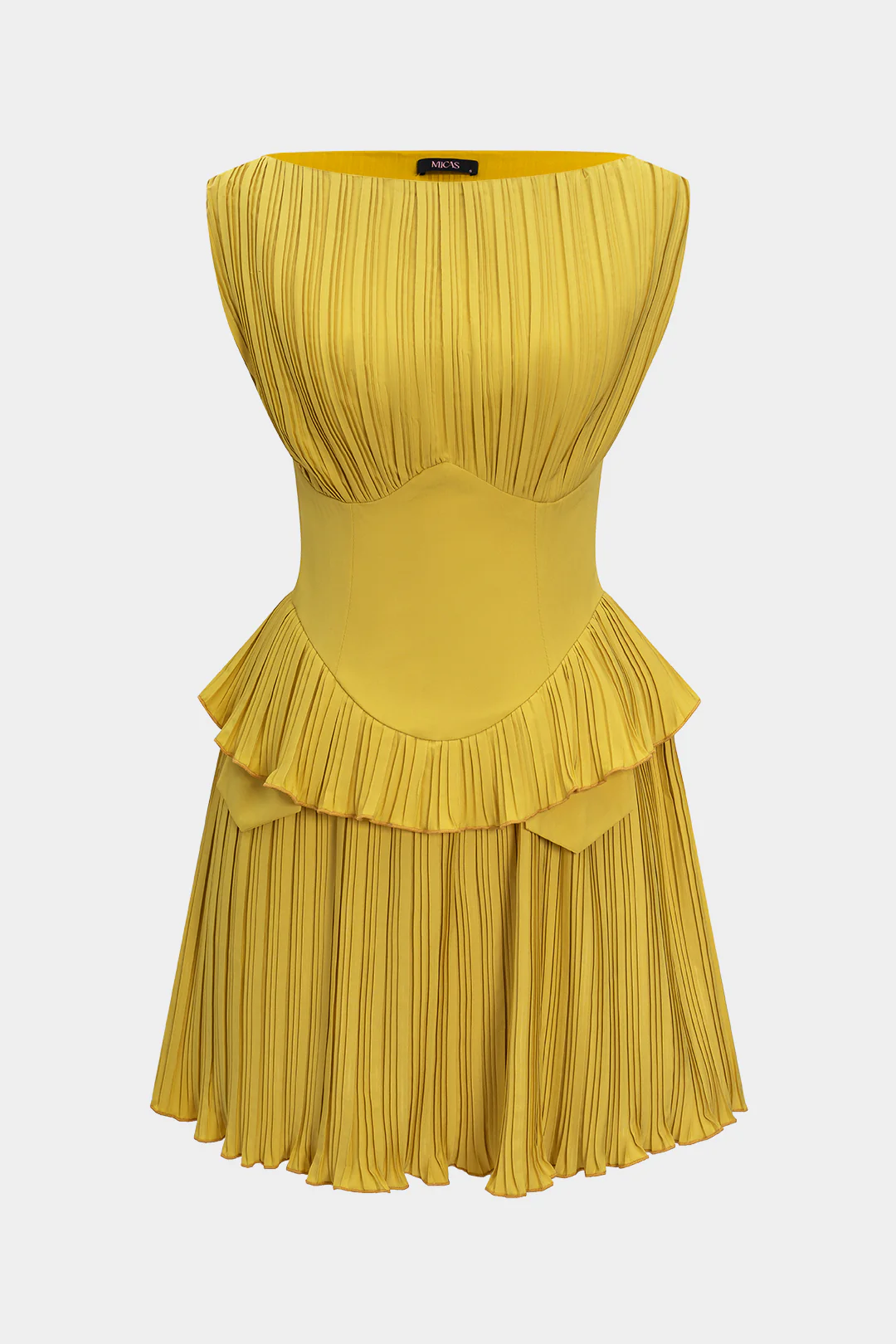 Pleated Patchwork Corset Sleeveless Mini Dress - Flockneti