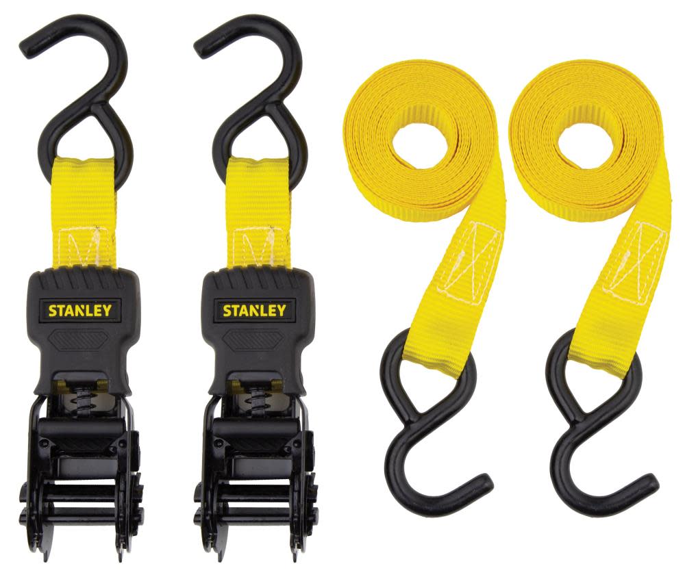 Stanley 1″ x 10′ Ratchet Straps 1500 Lb Break Strength 2pk - Flockneti