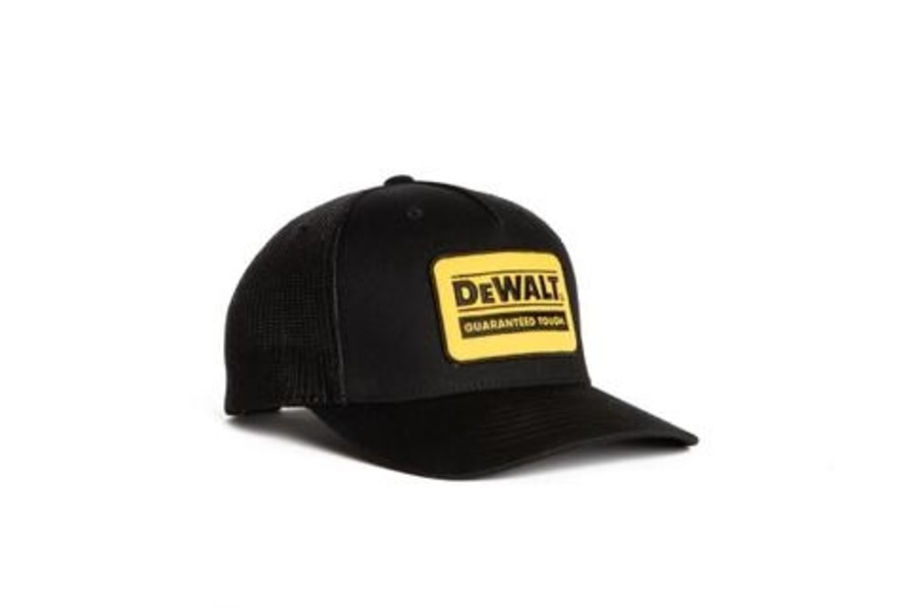DEWALT Oakdale Trucker Hat in Black with BLACK and YELLOW PATCH- OSFA - Flockneti