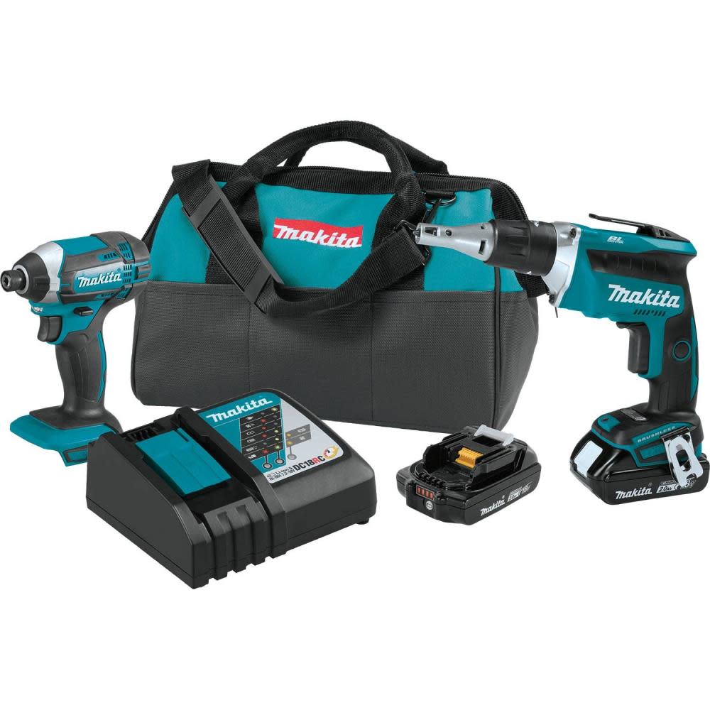 Makita 18V LXT Lithium-Ion Compact Cordless 2-Pc. Combo Kit (2.0Ah) - Flockneti