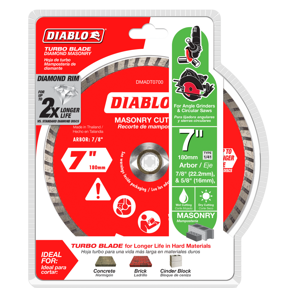 Diablo Tools 7″ Diamond Turbo Cut Off Discs Masonry - Flockneti