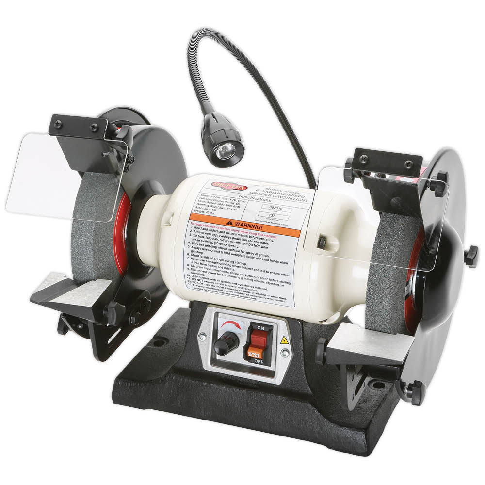 Shop Fox 8″ Variable-Speed Grinder with Work Light - Flockneti