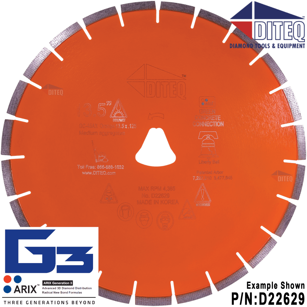 Diteq GC-45AX Orange 13.5″ x .125″ Liberty Bell Concrete Blade - Flockneti