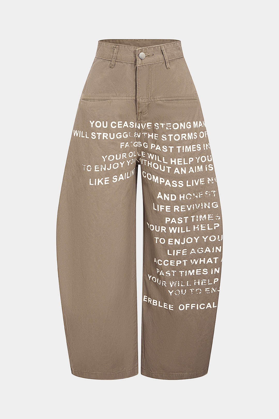 Letter Print Straight Leg Barrel Jeans - Flockneti