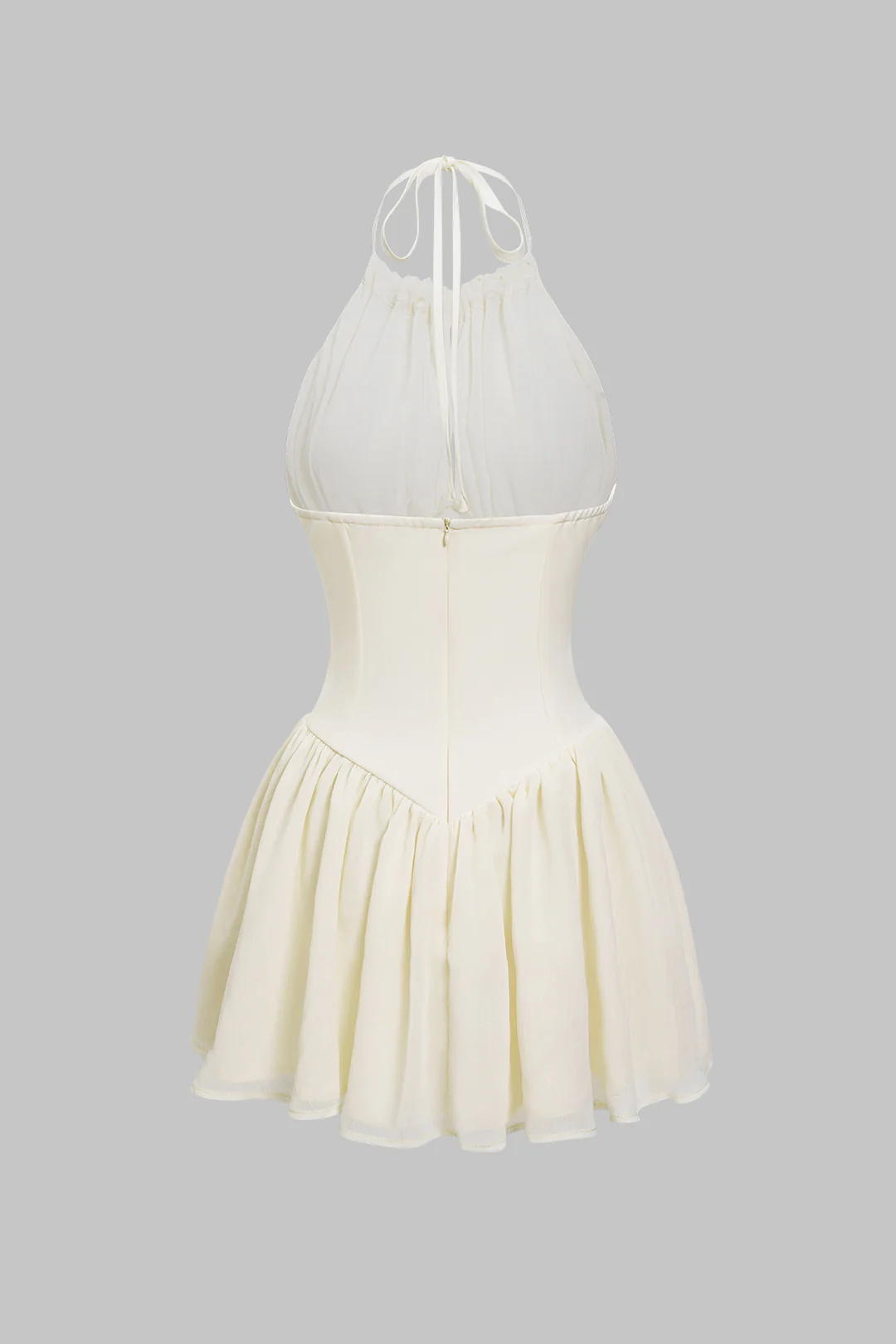 Chiffon Tie-Up Halter Neck Backless Sleeveless Mini Dress - Flockneti