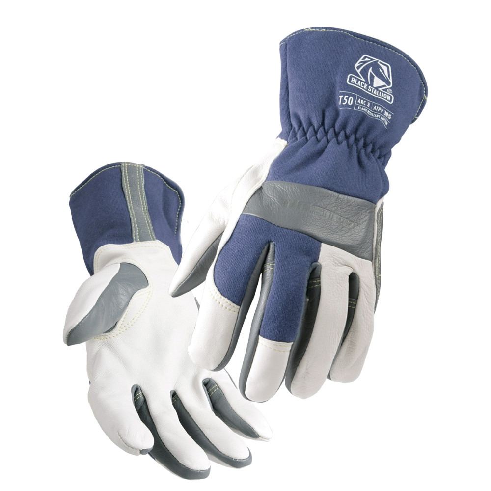 Black Stallion Welding Gloves Goatskin/FR Cotton TIG Large - Flockneti