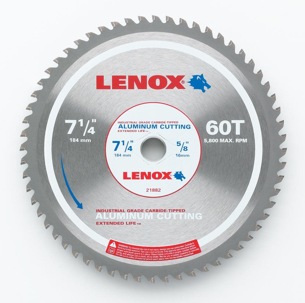 Lenox 7-1/4 In. 60TPI Aluminum Circular Saw Blade - Flockneti