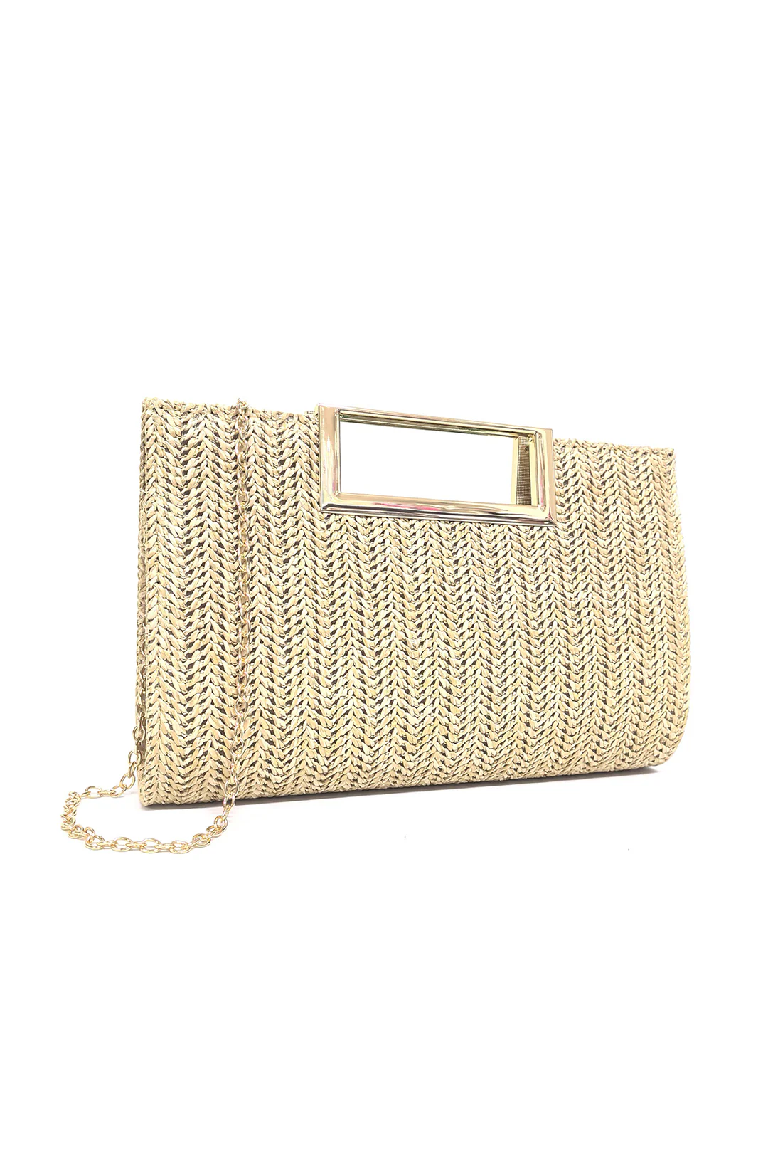 Alloy Square Buckle Clutch Bag - Flockneti