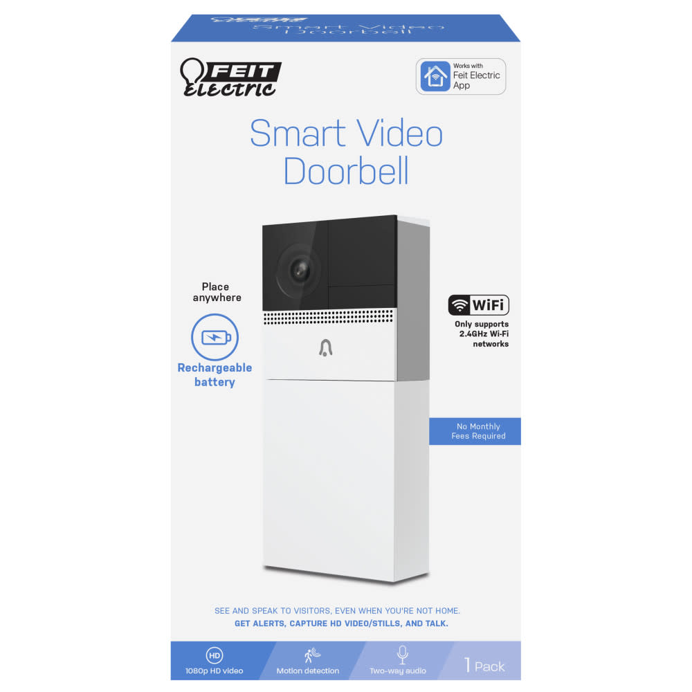 Feit Electric Battery Powered WiFi Smart Video Doorbell Camera - Flockneti