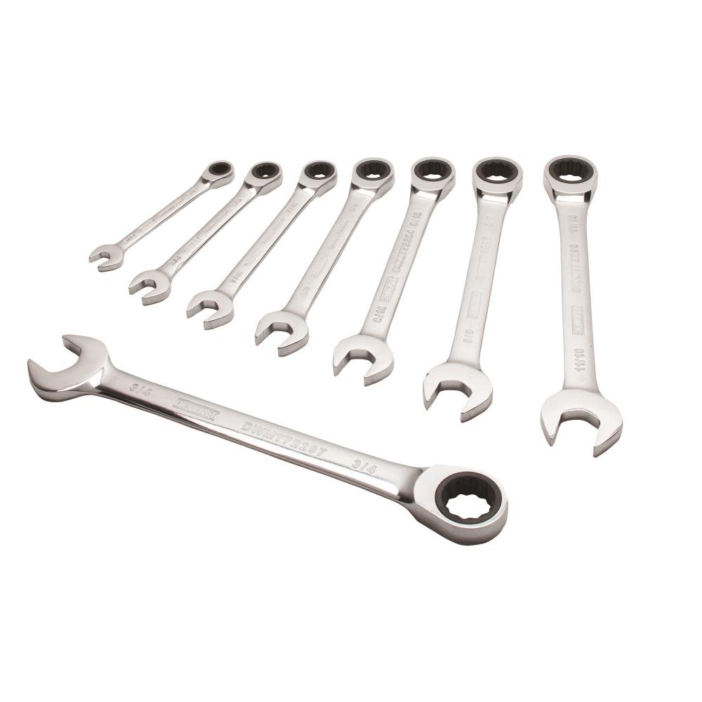 DEWALT 8 Piece Ratcheting Combination Wrench Set - Flockneti