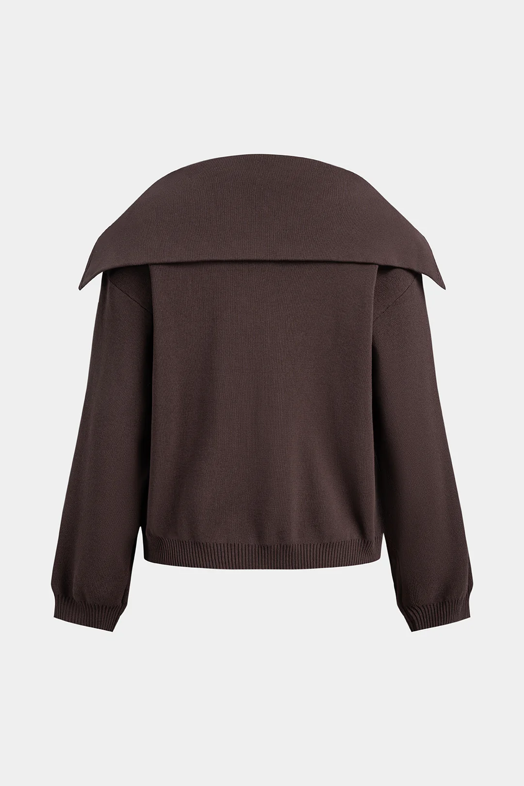 Knit Zipper Lapel Long Sleeve Top - Flockneti