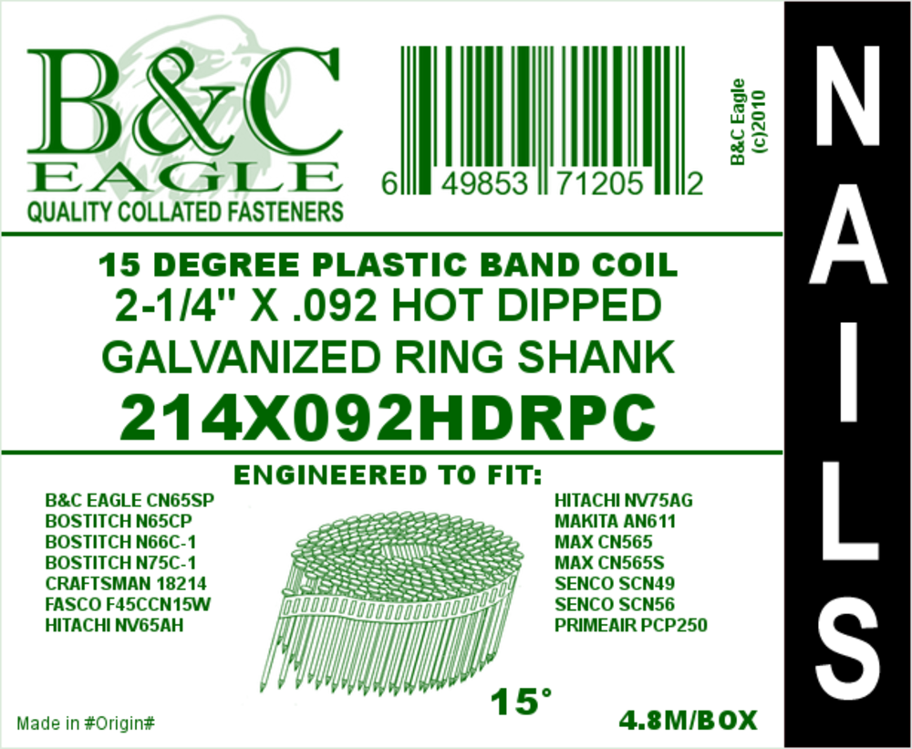 B and C Eagle Nails 2 1/4 x .092 4800qty - Flockneti