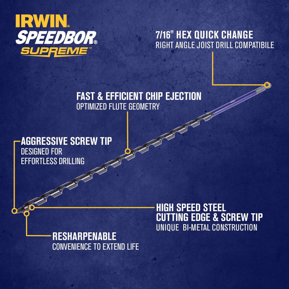 Irwin SPEEDBOR SUPREME Auger Bit 3/8″ X 18″ - Flockneti