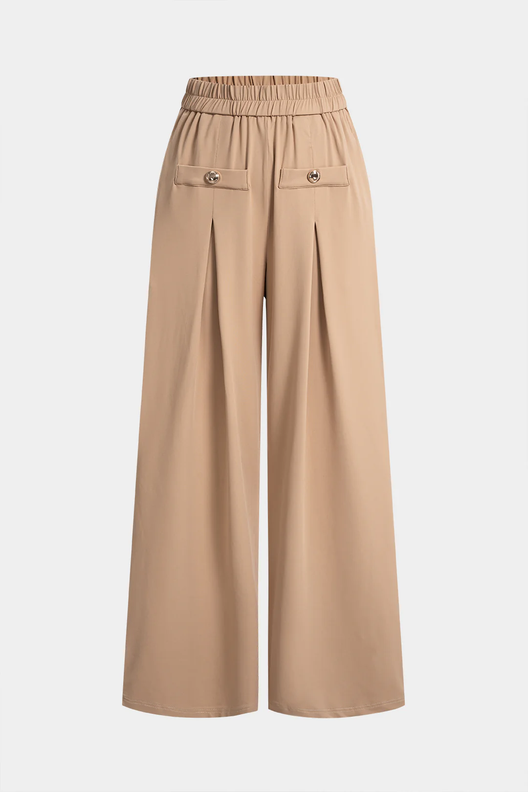 High Waist Shirred Waistband Straight Leg Pants - Flockneti