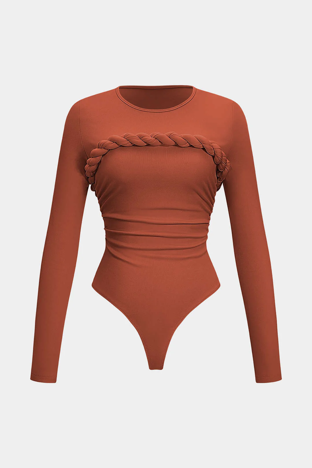 Twist Knot Ruched Long-Sleeve Bodysuit - Flockneti