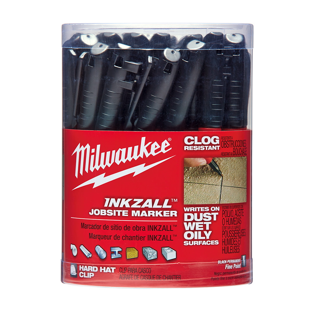 Milwaukee INKZALL Black Fine Point Marker 36pc Bulk Kit - Flockneti