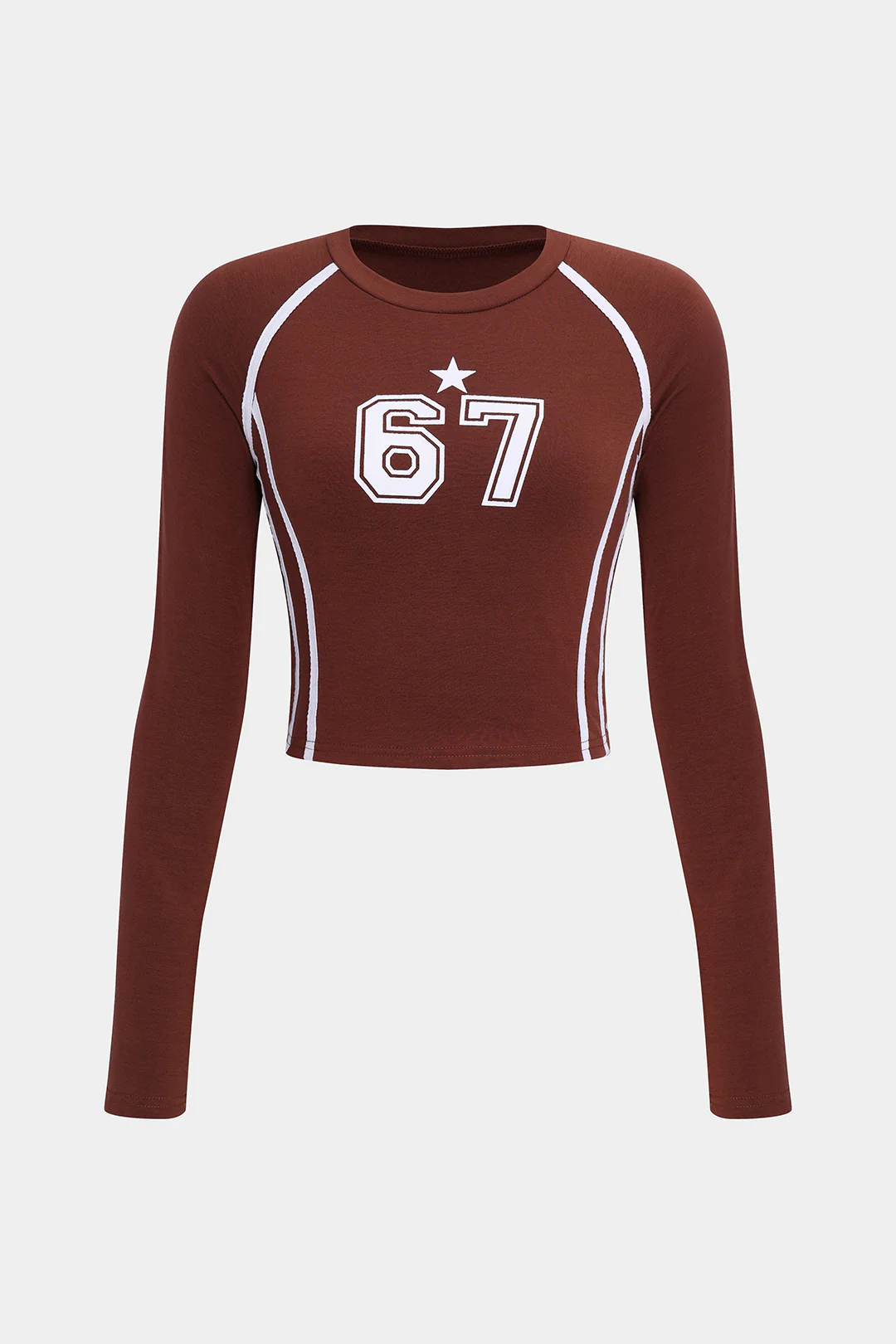 Digital Pattern Print Round Neck Long-Sleeve Top - Flockneti