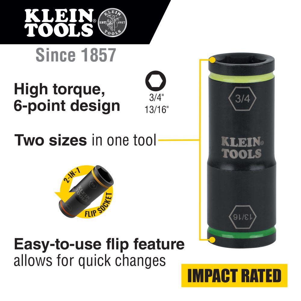 Klein Tools Flip Impact Socket 3/4″ X 13/16″ - Flockneti