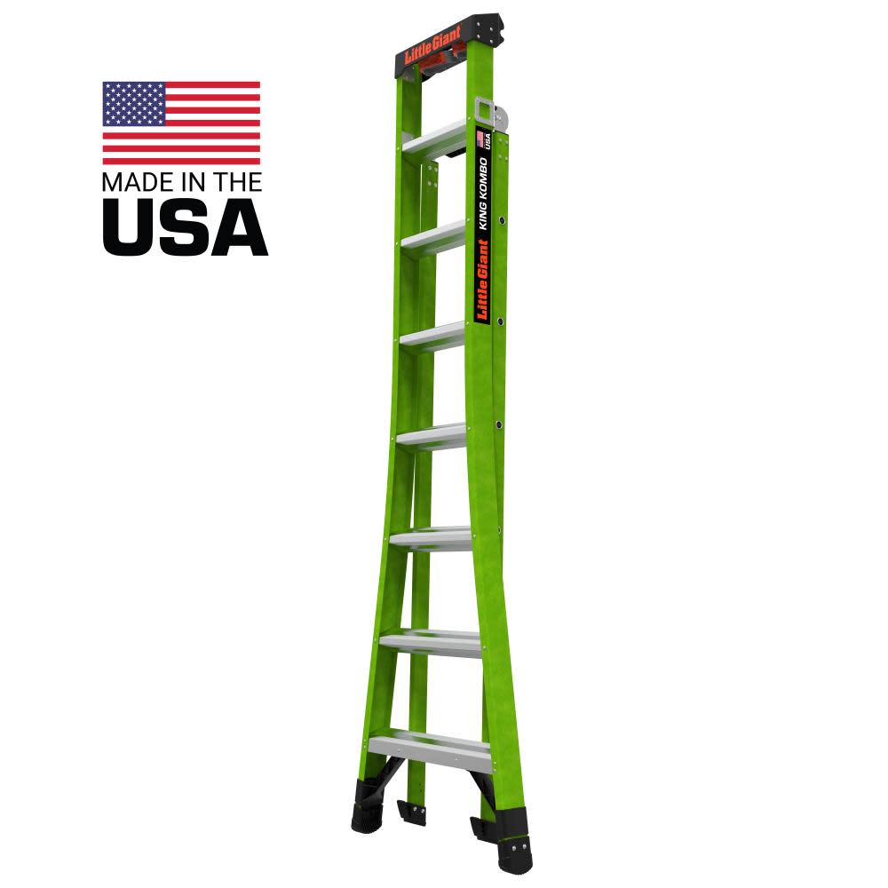 Little Giant Safety King Kombo Professional 8′ ANSI Type IAA 375 lb Rated Fiberglass 3-in-1 All-Access Combination Ladder - Flockneti