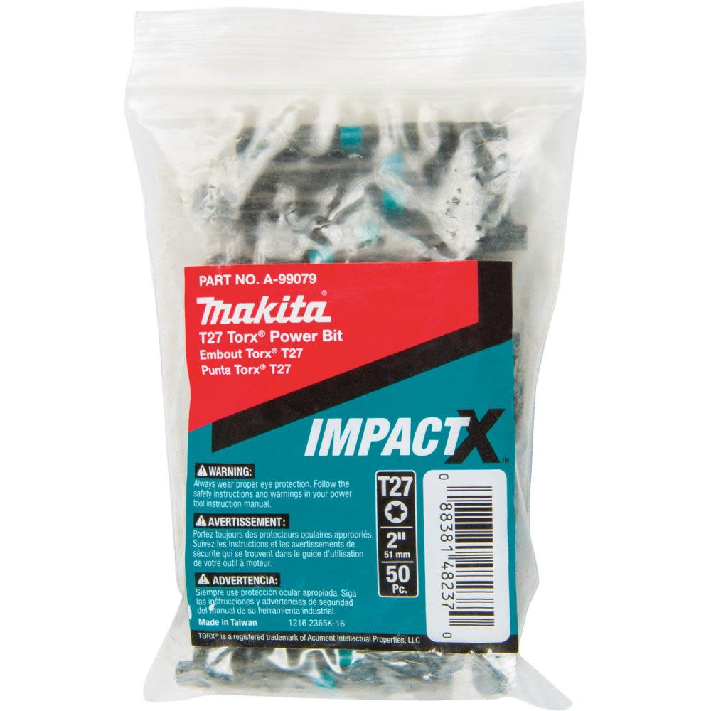 Makita Impact X T27 Torx 2 Power Bit 50/pk Bulk - Flockneti