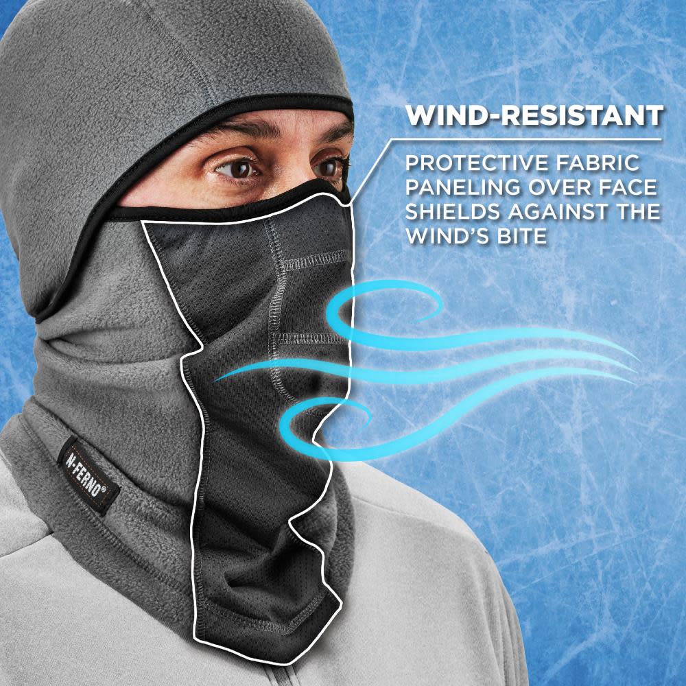 Ergodyne N Ferno 6823 Balaclava Face Mask Windproof Hinged Gray - Flockneti