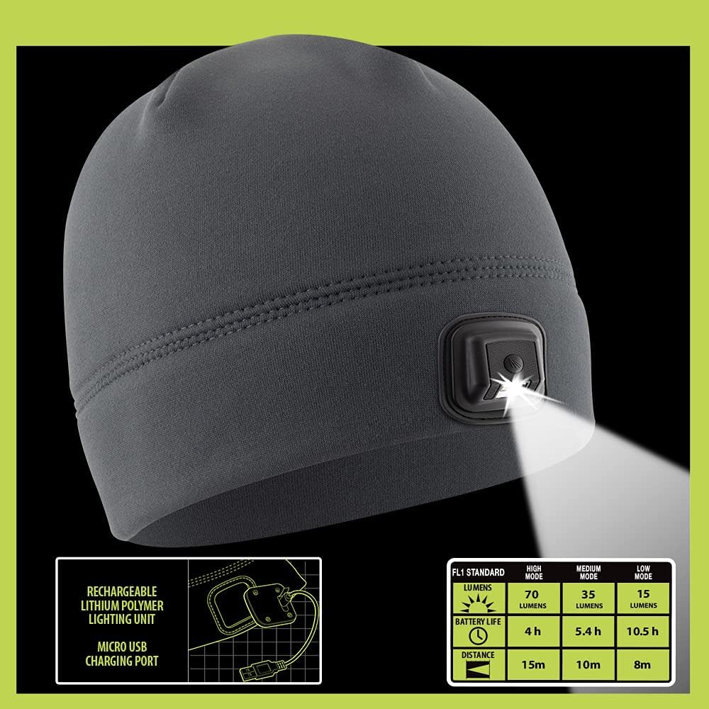 Panther Vision POWERCAP HCL Beanie Charcoal Gray LED Rechargeable - Flockneti