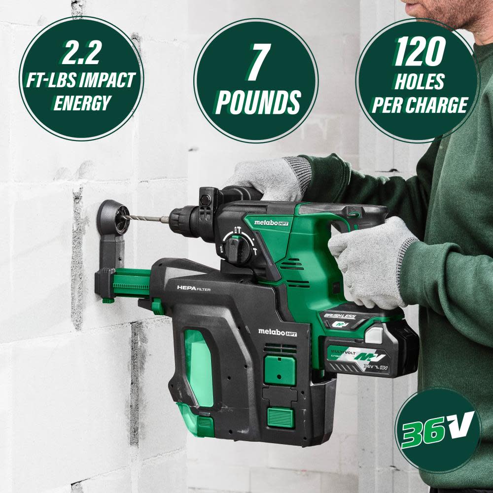 Metabo HPT 36V MultiVolt SDS Plus 1 1/8 Rotary Hammer Bare Tool - Flockneti