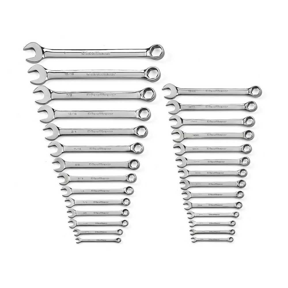 GEARWRENCH Combination Wrench Set 28-Pc Full Polish SAE/Metric - Flockneti