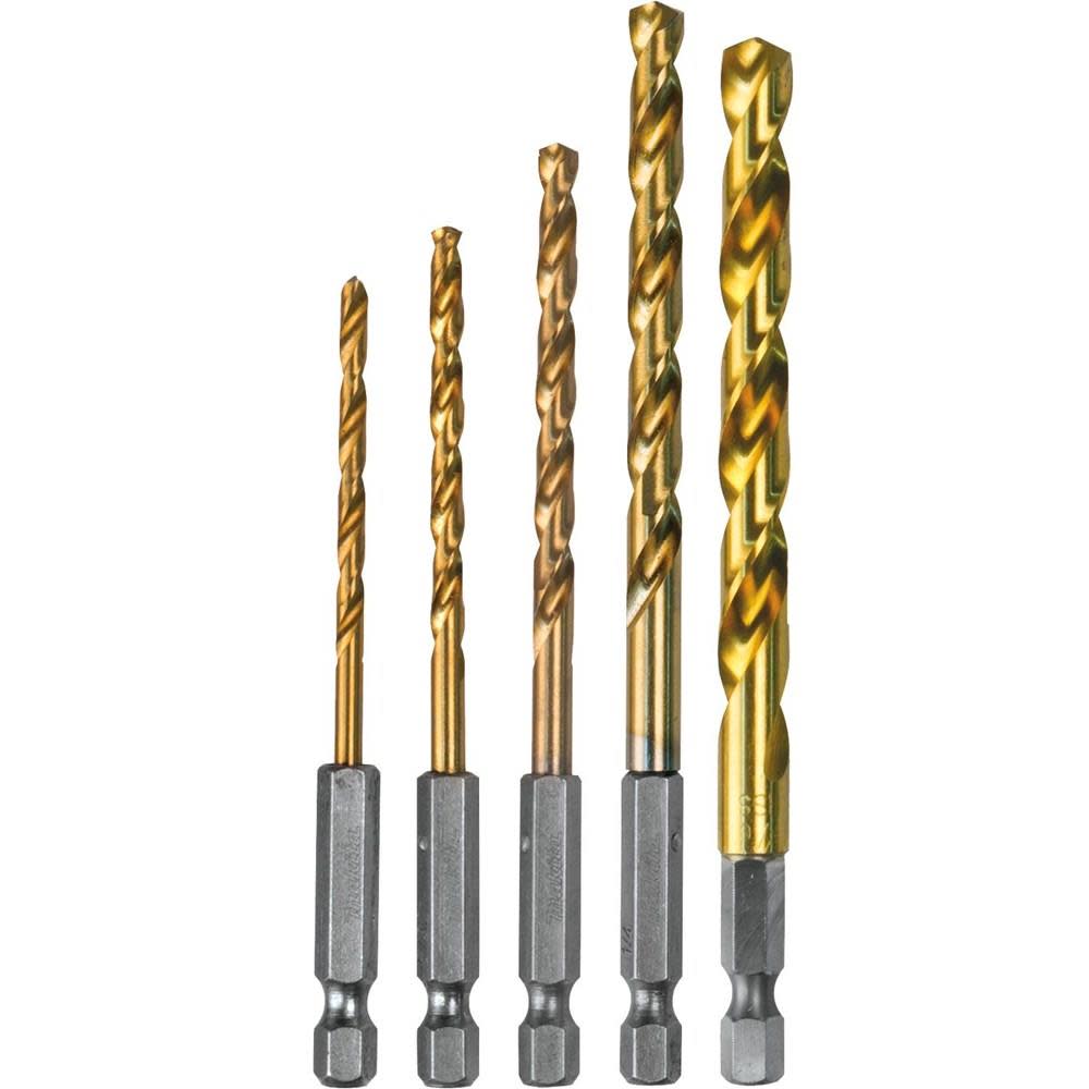 Makita 5 pc. Titanium Coated Drill Bit Set 1/4 in. Hex Shank - Flockneti