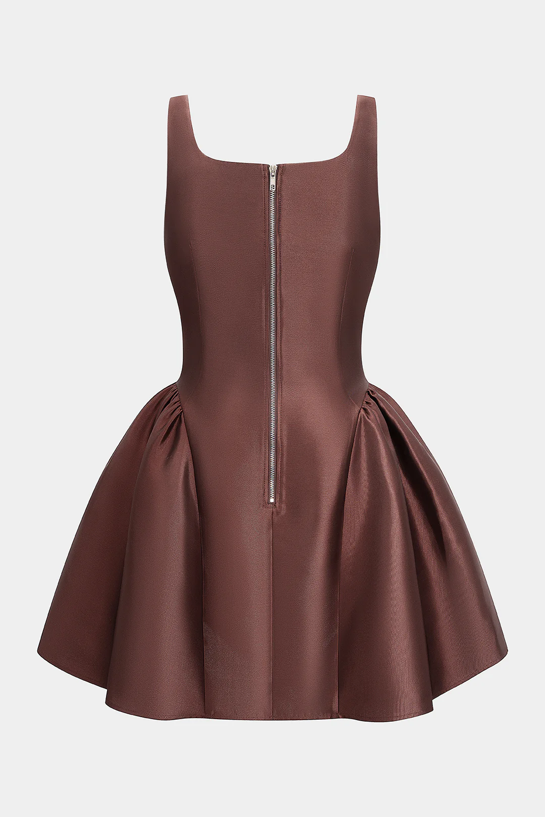 Satin Puff Hem Sleeveless Mini Dress - Flockneti