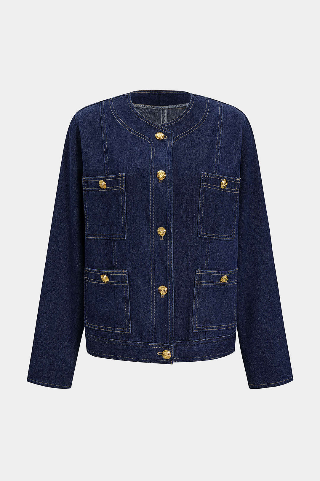 Denim Metallic Button Pocket Outerwear - Flockneti