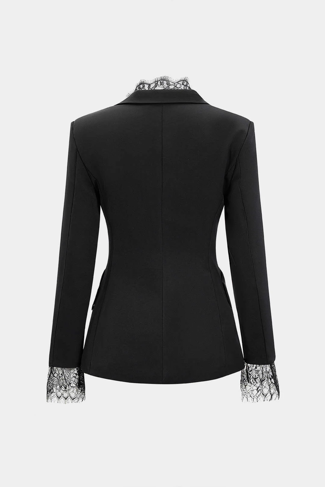 Lace Trim Notched Lapel Blazer - Flockneti
