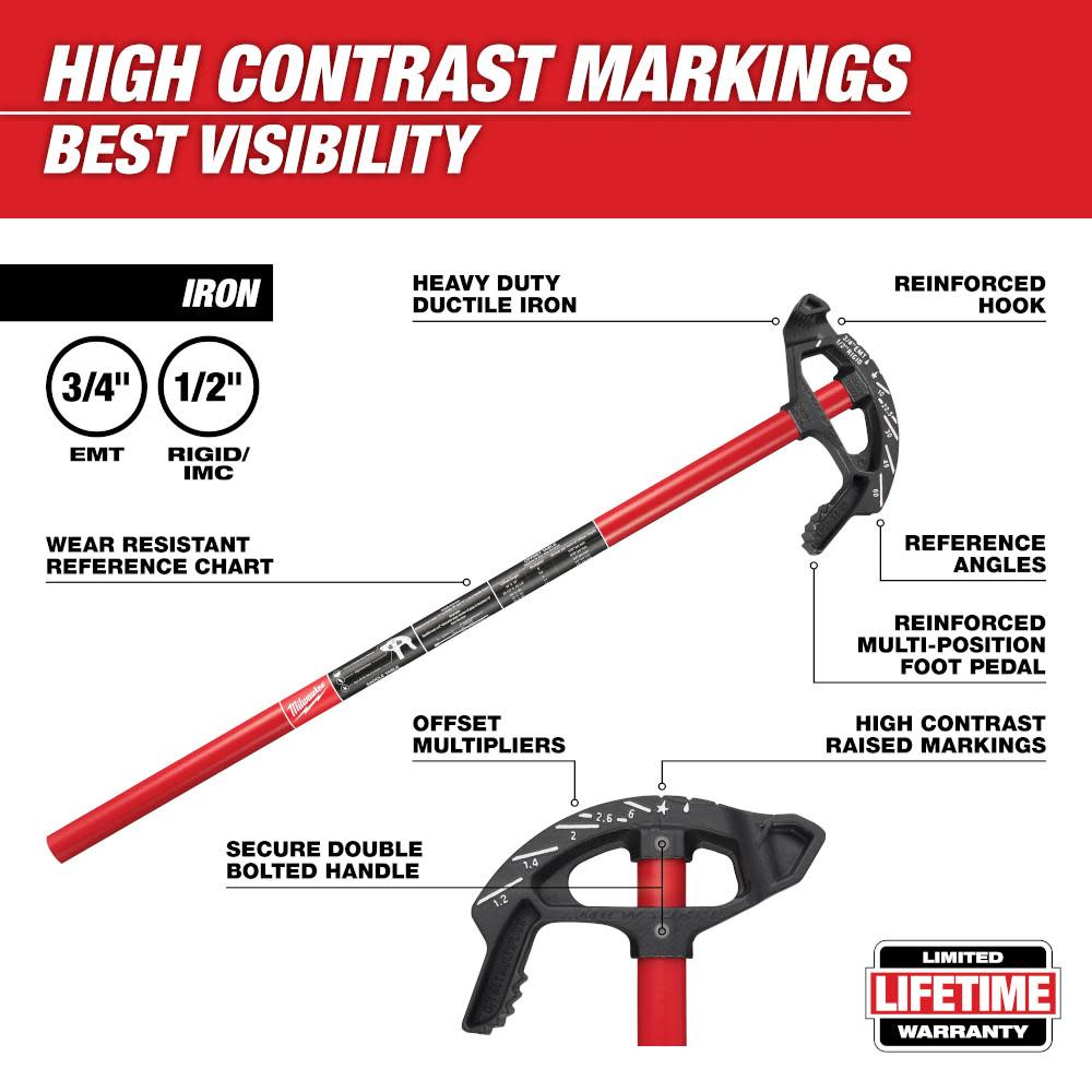 Milwaukee 3/4 in. Iron Conduit Bender - Flockneti