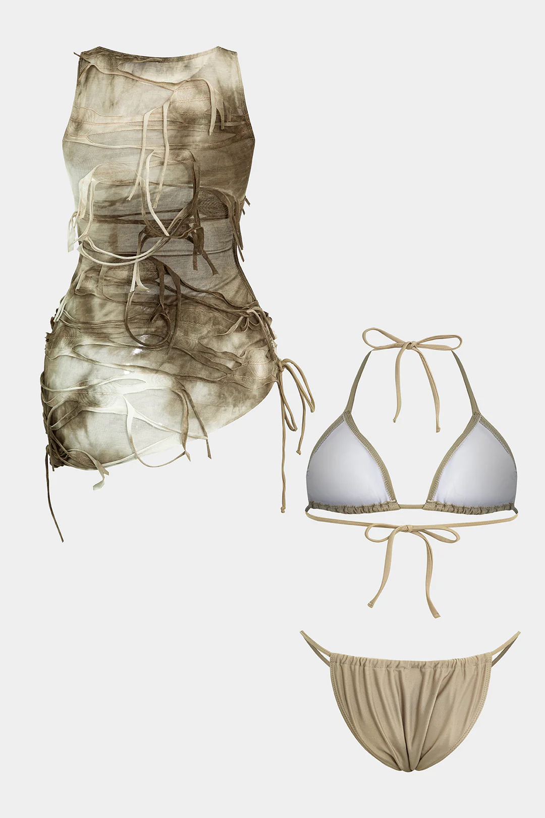 Plus Size Tie Dye Print Three-Pieces Bikini Set - Flockneti