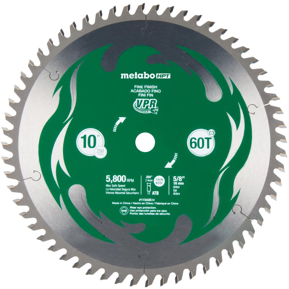 Metabo HPT VPR 10″ 60T Carbide Miter Saw Blade - Flockneti