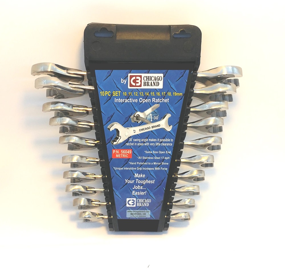 Chicago Brand 10pc Open-End Ratchet Wrench Set - Flockneti